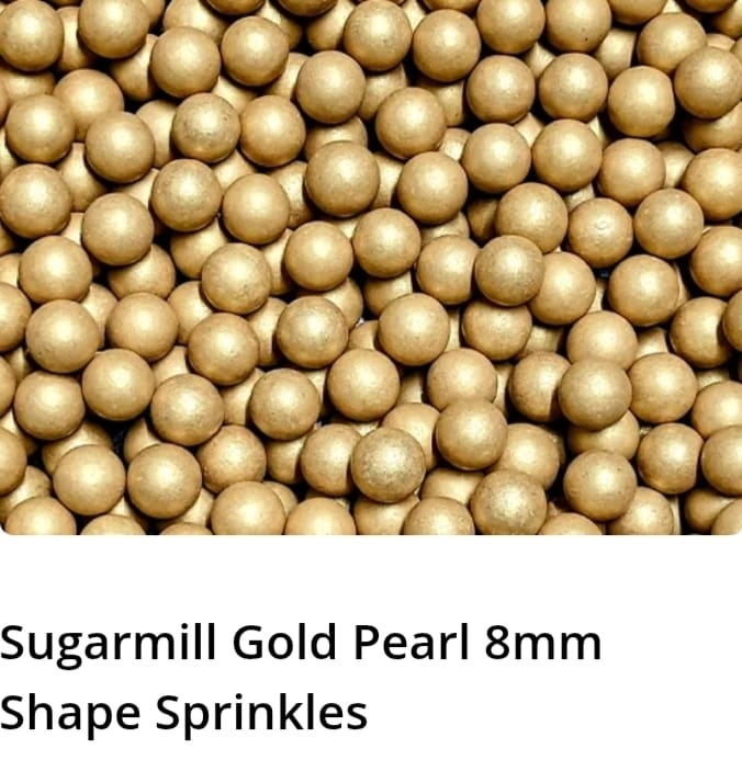 Sugarmill Gold Pearl 8mm Shape Sprinkles