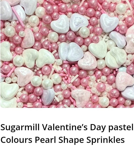 Sugarmill Valentine's Day Pastel Colours Pearl Shape Sprinkles