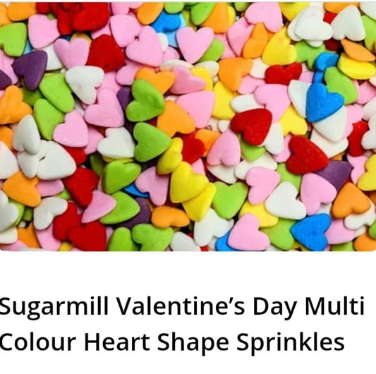 Sugarmill Valentine's Day Multi Colour Heart Shape Sprinkles