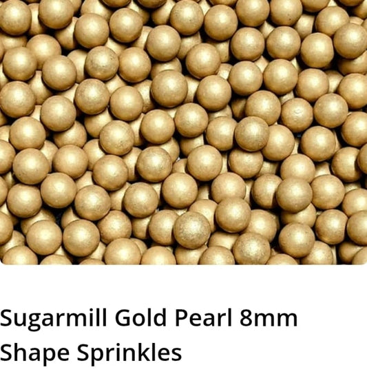 Sugarmill Gold Pearl 8mm Shape Sprinkles