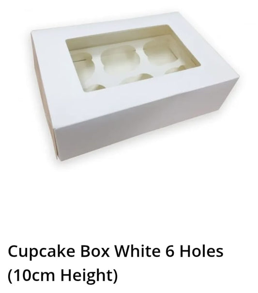 Cupcake Box White 6 Holes ( 10 CM Height )