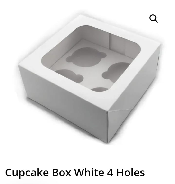 Cupcake Box White 4 Holes