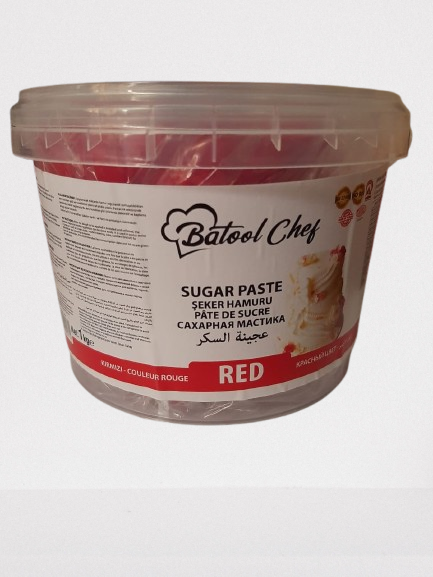 Batool Chef Sugar Paste (Fondant/Gumpaste) (1 KG) By Bakers Spot (Red)